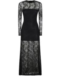 Nissa - Lace-Overlay Long-Sleeve Dress - Lyst