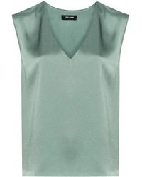 Styland - V-Neck Sleeveless Satin Blouse - Lyst