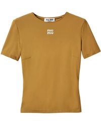 Miu Miu - Logo-Appliquéd T-Shirt - Lyst