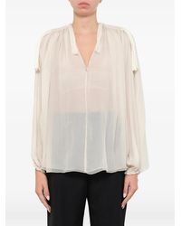Lanvin - Doorzichtige Blouse Met Kwastje - Lyst