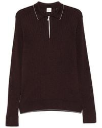 Eleventy - Ribbed-Knit Half-Zip Polo Shirt - Lyst