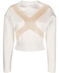 Genny - Sheer-Panelling Cotton T-Shirt - Lyst
