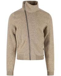 Rick Owens - Tower Bauhaus Asymmetric-Zip Funnel-Neck Sweater - Lyst