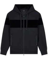 ARMANI EXCHANGE - Velvet-Panel Zip-Up Hoodie - Lyst