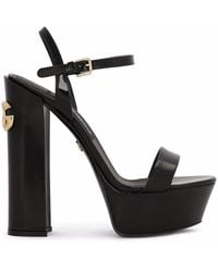 Dolce & Gabbana - Leather Platform Sandals 105 - Lyst