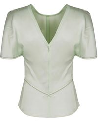 Victoria Beckham - Crew-Neck Short-Sleeve Blouse - Lyst