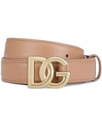Dolce & Gabbana ドルチェ&ガッバーナ Dg ロゴバックル レザーベルト - ナチュラル