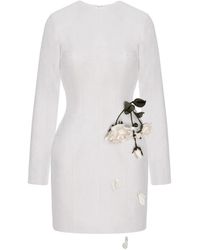 Cristina Savulescu - Rose-Appliqué Long-Sleeves Mini Dress - Lyst