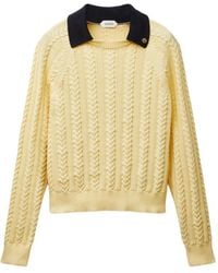 Versace - Cable-Knit Contrasting-Collar Sweater - Lyst