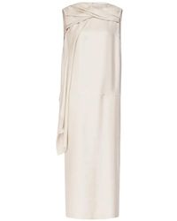 Loulou de Saison - Izia Draped Silk-Twill Dress - Lyst