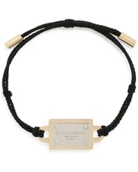 Dolce & Gabbana - Logo-Plaque Cord Bracelet - Lyst