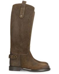 Burberry - Suede Cavalier Boots - Lyst