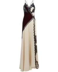 Roberto Cavalli - Lace-Trim Panelled A-Line Maxi Gown Dress - Lyst