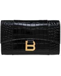 Balenciaga - Hourglass Crocodile-Effect Wallet - Lyst