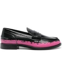 MSGM - Penny-slot Leather Loafers - Lyst