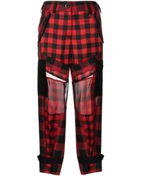 Sacai - Check-pattern Tapered Trousers - Lyst