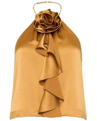 Cinq À Sept - Hallie Floral-Appliqué Ruffled Top - Lyst