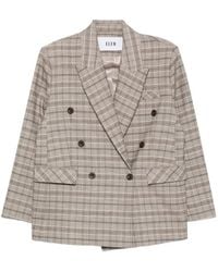 ELEH - Check Double-Breasted Blazer - Lyst