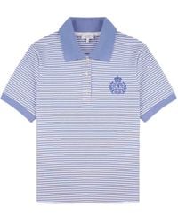 Sporty & Rich - Striped Embroidered-Logo Polo Shirt - Lyst