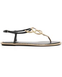 Rene Caovilla - Snake Crystal Embellished Flat Sandals - Lyst