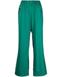 Femme Vêtements Pantalons décontractés Pantalon ample à détails rayés Laines Sara Battaglia en coloris Vert élégants et chinos Pantalons évasés et à pattes d’éléphant 