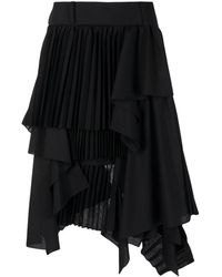 Sacai - Asymmetric Pleated Skirt - Lyst