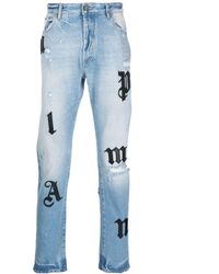 Palm Angels - Gerade Jeans mit Logo-Patches - Lyst