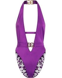 Dolce & Gabbana - Dg Logo-Plaque Swimsuit - Lyst