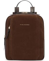 Piquadro - Rfid-Shielded Suede Leather Backpack - Lyst