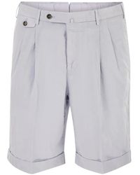 PT Torino - Short À Design Plissé Et Ourlet Retroussé - Lyst