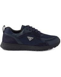 Prada - Prax Leather And Fabric Sneakers - Lyst