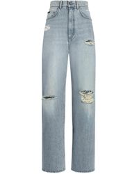 Dolce & Gabbana - Distressed Wide-Leg Jeans - Lyst
