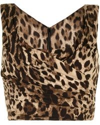 Dolce & Gabbana - Leopard-Print Draped Crop Top - Lyst