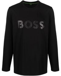 BOSS - Logo-print Long-sleeve T-shirt - Lyst