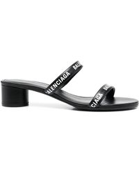 Balenciaga - '45mm' Logo-print Double-strap Sandals - Lyst