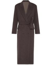 Brunello Cucinelli - ベルテッド ダブルコート - Lyst