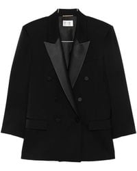 Saint Laurent - Double-Breasted Peak-Lapels Blazer - Lyst