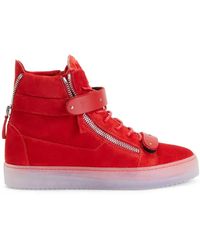 Giuseppe Zanotti - Coby Velour Double-Straps Mid-Top Sneakers - Lyst