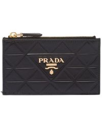 Prada - Triangle-logo Quilted Leather Card Holder - Lyst