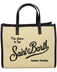 MC2 Saint Barth - Vivian Mid Straw Embroidered Tote Bag - Lyst