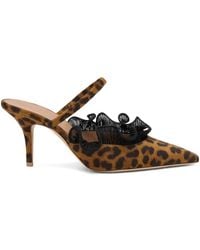 Malone Souliers - Suede Leopard Print Cecile Heeled Mules 70 - Lyst