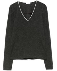 Brunello Cucinelli - Verzierter Pullover mit V-Ausschnitt - Lyst