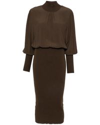 Twinset - Ribbed-Knit High-Neck Midi Dress - Lyst