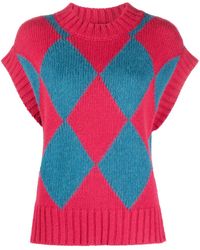 La DoubleJ - Argyle Intarsia-Knit Vest - Lyst