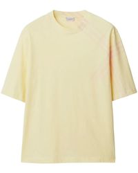 Burberry - Check Print Cotton T-Shirt - Lyst