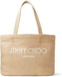 Jimmy Choo - Bolso de rafia con logo bordado - Lyst