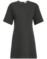 Brunello Cucinelli - Techno Cotton And Cashmere Interlock T-Shirt Dress With Precious Collar - Lyst