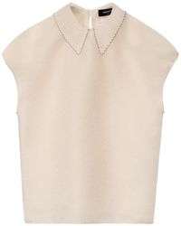 Fabiana Filippi - Contrast-Trimmed Lace-Collar Top - Lyst