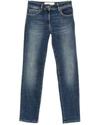 Elisabetta Franchi - Faded-Effect Embroidered-Logo Jeans - Lyst