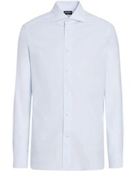 ZEGNA - Micro-Checked Cotton Shirt - Lyst